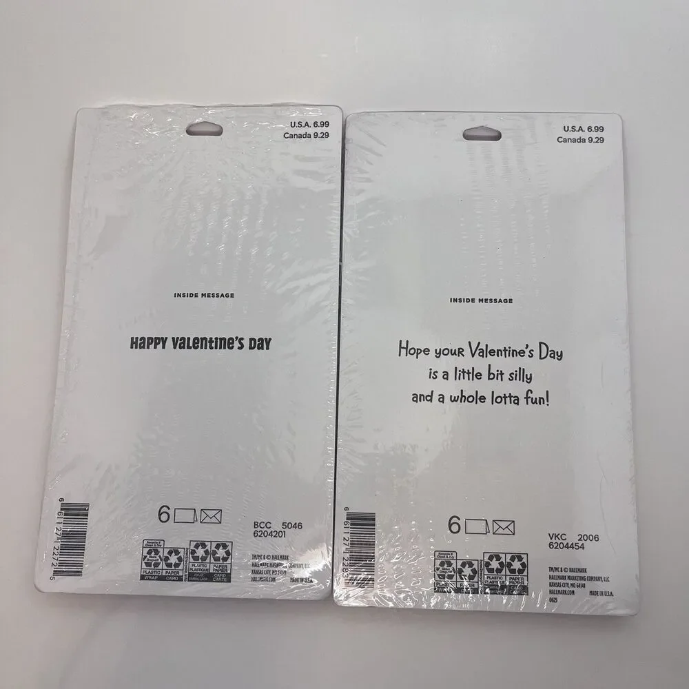 Hallmark Valentine's Day Greeting Cards 6 Pack Hearts Folded with Envelopes